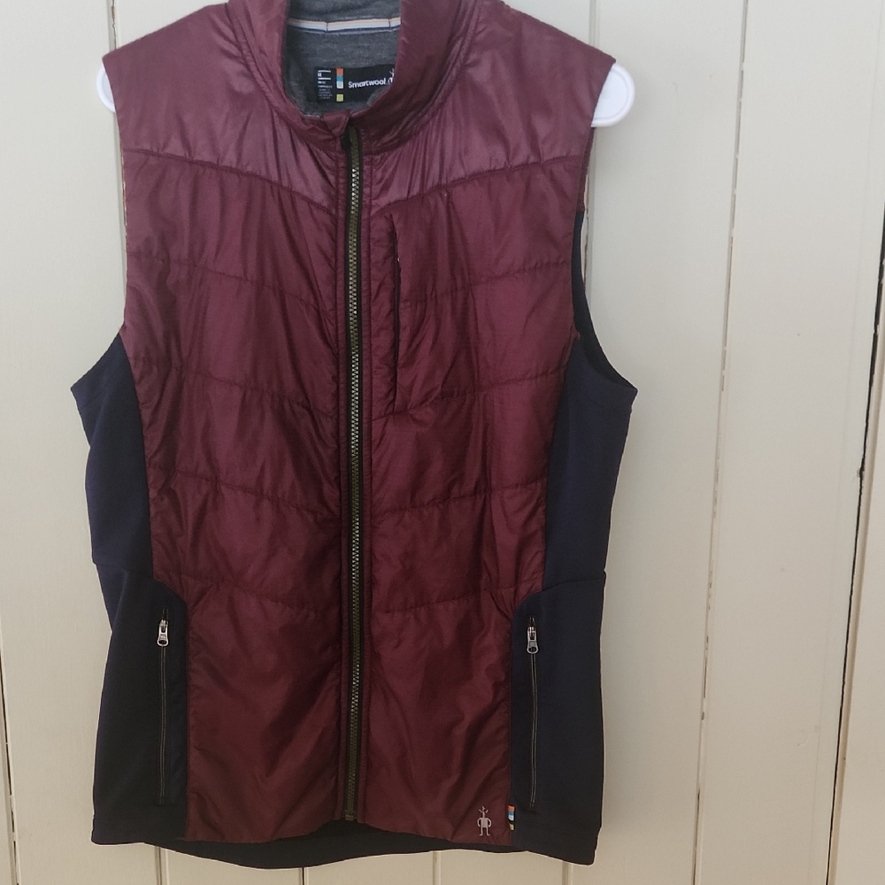 Smartwool Smart Loft Maroon/ Navy Quilted Wool Blend Vest